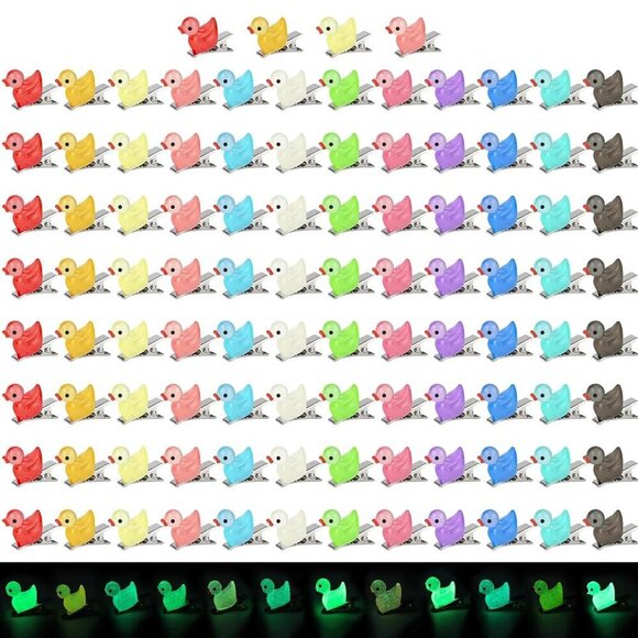 Mini Resin Duck Hair Clips 100 Pack Cute Luminous Wearable for Women and Kids main image 3